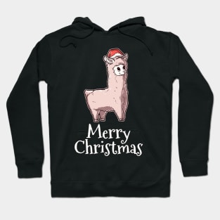 Merry Christmas Alpaca Santas Hat Llama Hoodie